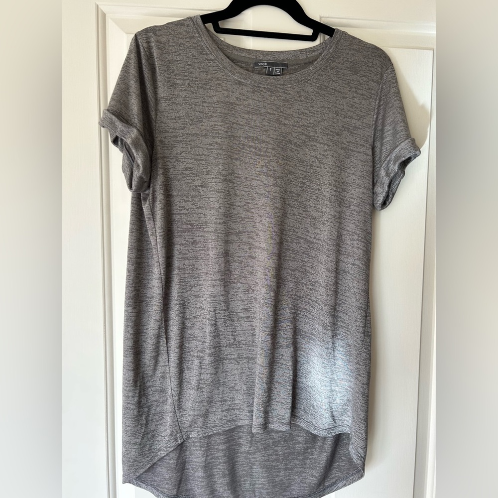 Vince metallic silver grey short sleeve t-shirt, small/medium